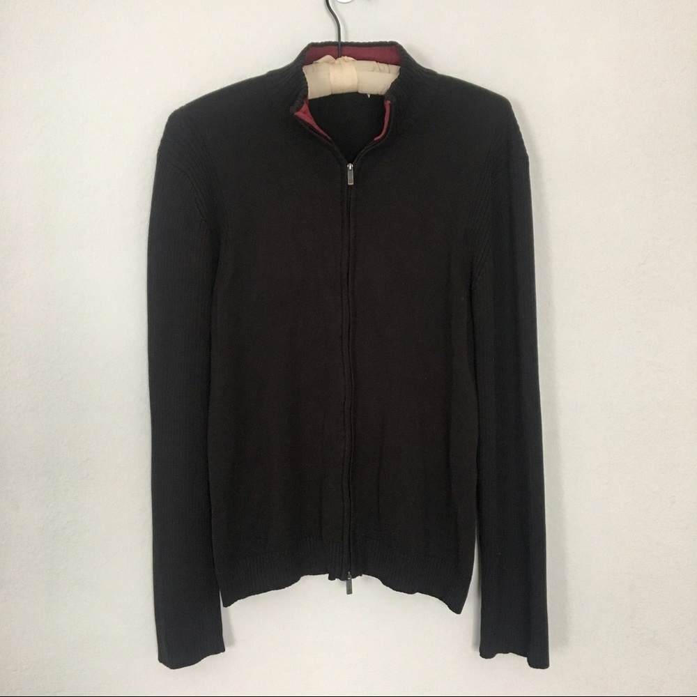 Kenneth Cole Black Knit Zip Sweater